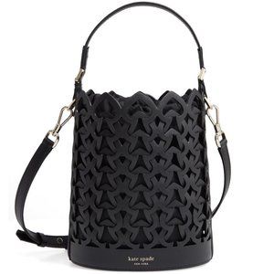 NWT Kate Spade Woven Leather Bucket Satchel – Seen on Runway & Emily in Paris
